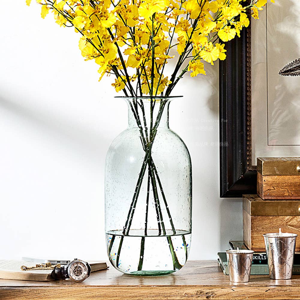 Noah Decoration - Vente Vases - Vase en verre à bulles de teinte verte1