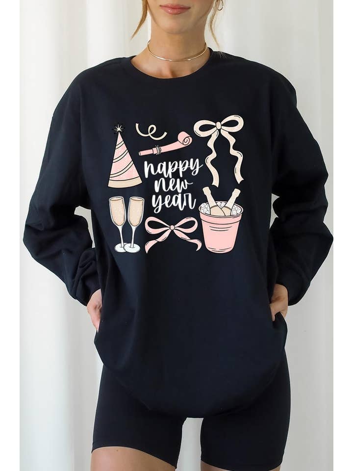 COLORBEAR - Wholesale T-Shirt (Graphic) - Women's - Happy New Year Graphic Long Sleeve Tee7