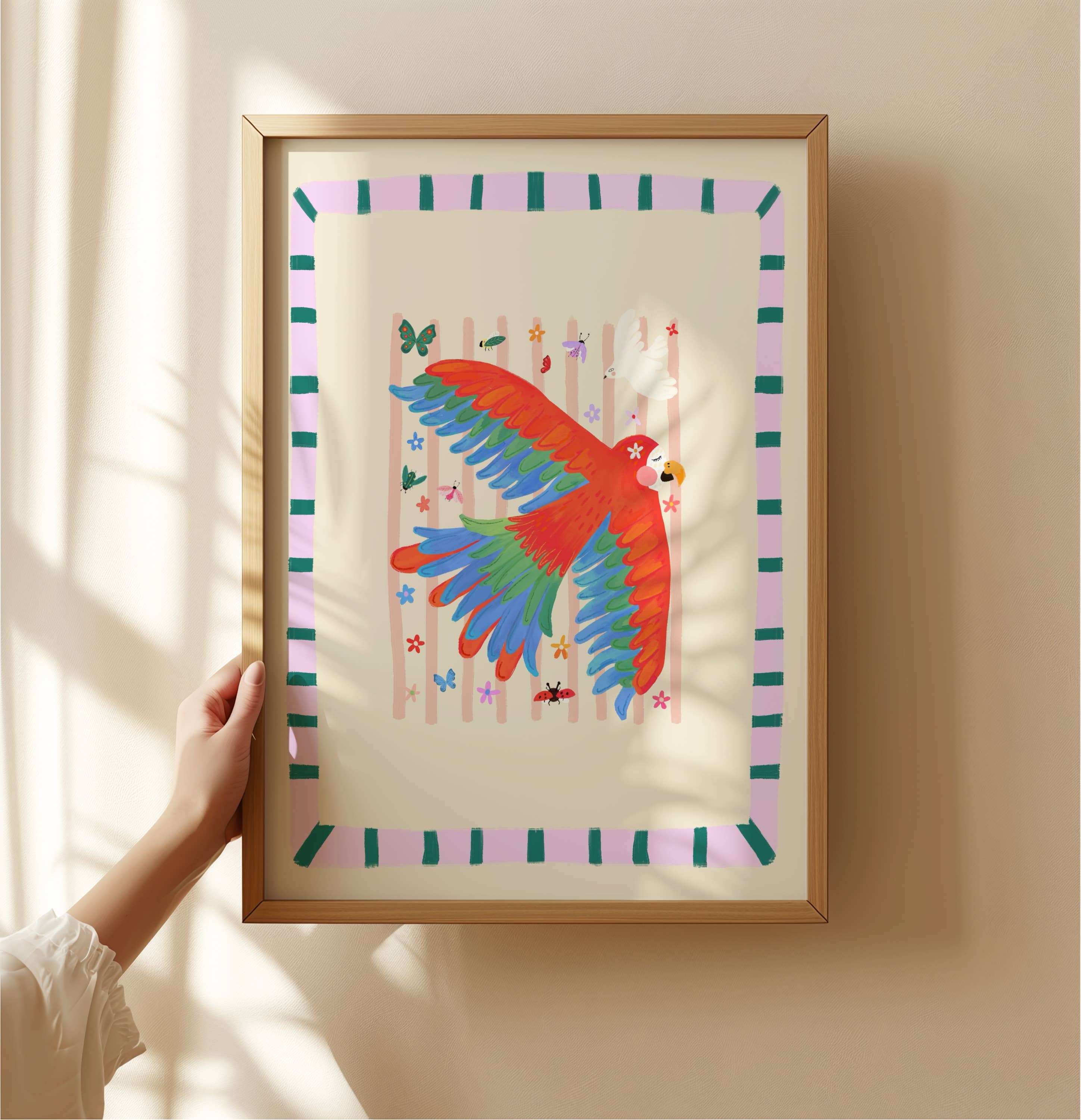 Kate Fox Design - Wholesale Art Print - Polly Parrot. Kids Art Print, Colourful Art, Fun Animal, 1