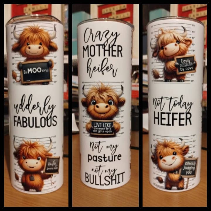 Highland Cow Funny 20oz Tumbler Physical Item for wholesale by Justified Madness1