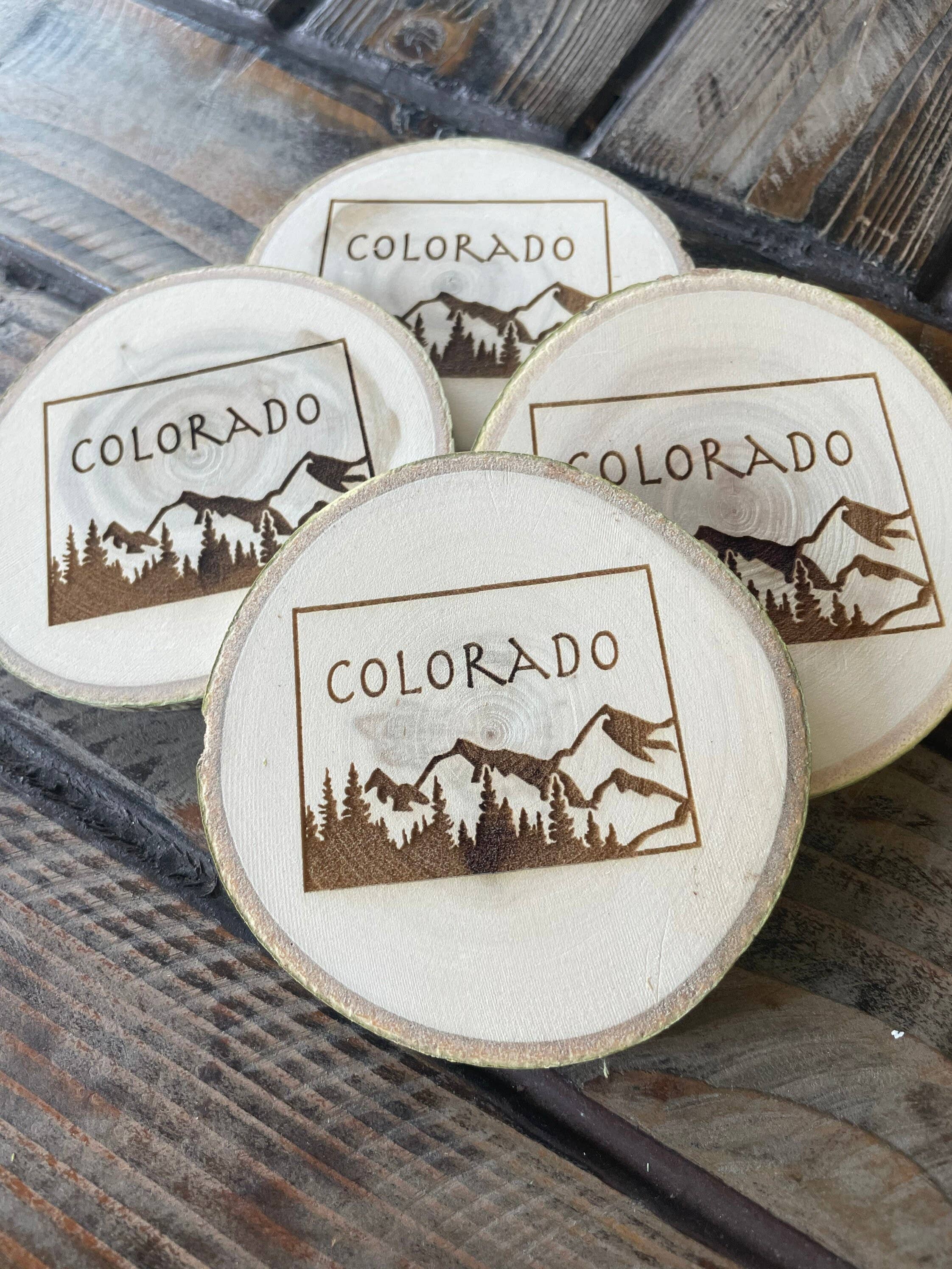 Parks Art Collection - Wholesale Coasters - Colorado Coaster, State Shape on Local Aspen Wood3