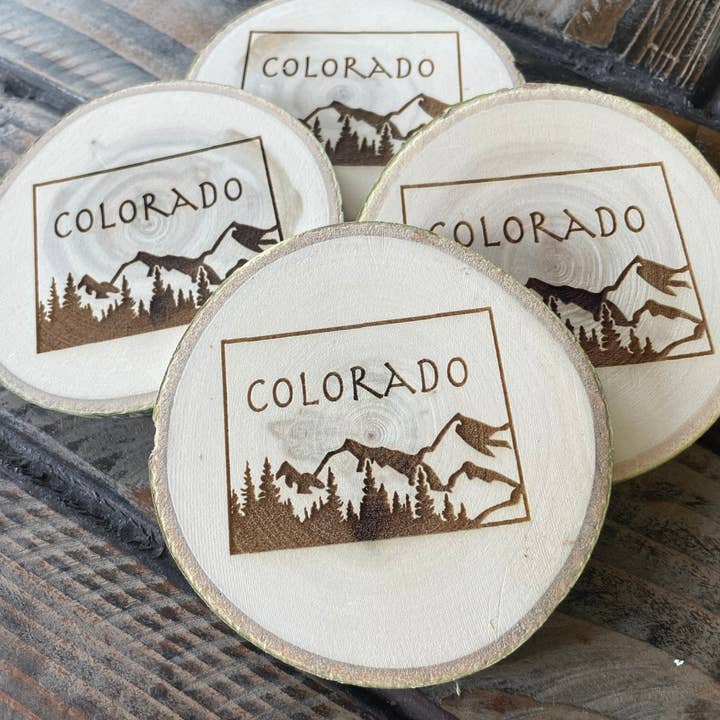 Parks Art Collection - Wholesale Coasters - Colorado Coaster, State Shape on Local Aspen Wood3