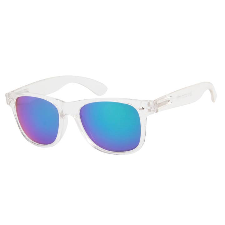 Apollo Eyewear - Wholesale Sunglasses - Unisex - Spring Hinge Hipsters with Crystal Frames and Mirror Lenses