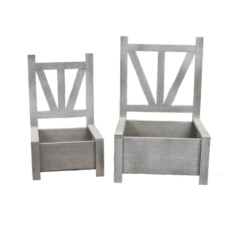 Col House Designs - Wholesale Decorative Tabletop Object - 2/Set - Garden Chair Planter Boxes