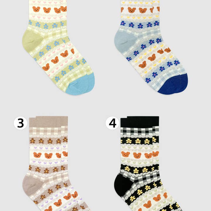 7DAYSSOCKS - Wholesale Socks - Women's - Women's Pastel Bear Crew Socks11