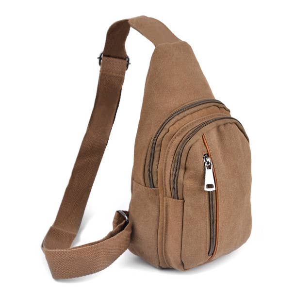 Selini New York - Wholesale Crossbody Bag - Men's - Crossbody Canvas Sling Backpack with Adjustable Strap