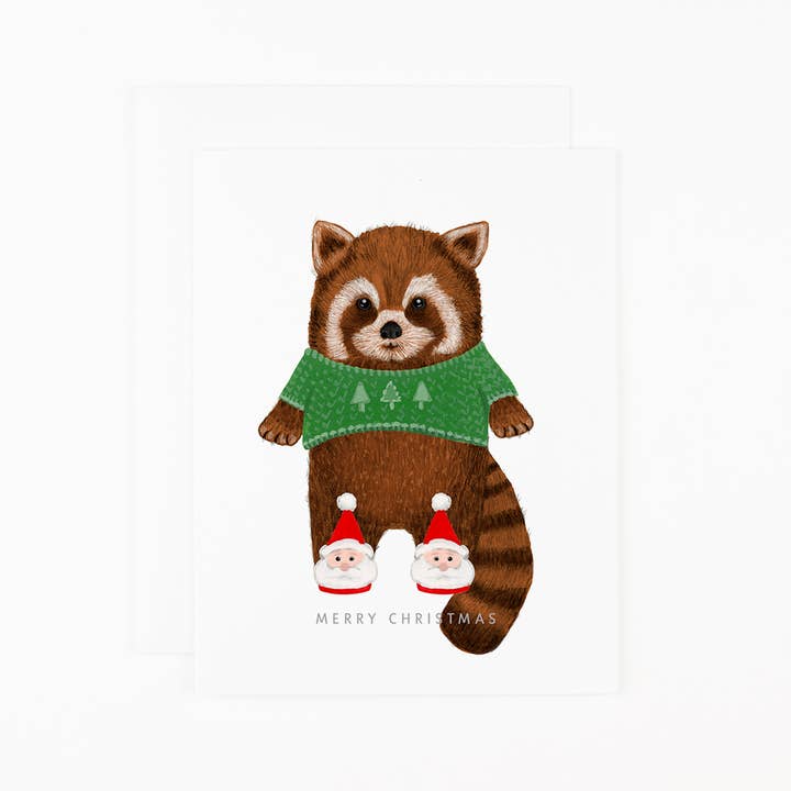 Red Panda in Santa Slippers for wholesale by Dear Hancock