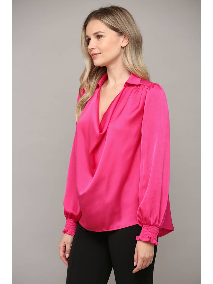 FATE - Wholesale Blouse - Women's - COWL NECK SATIN BLOUSE FT20008 - Glamorous Aesthetic