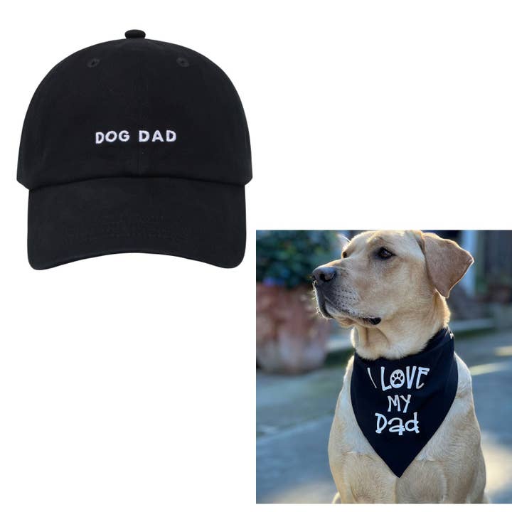 Hatphile Dog Dad Baseball Cap & I Love My Dad Bandana Set for wholesale by HATPHILE