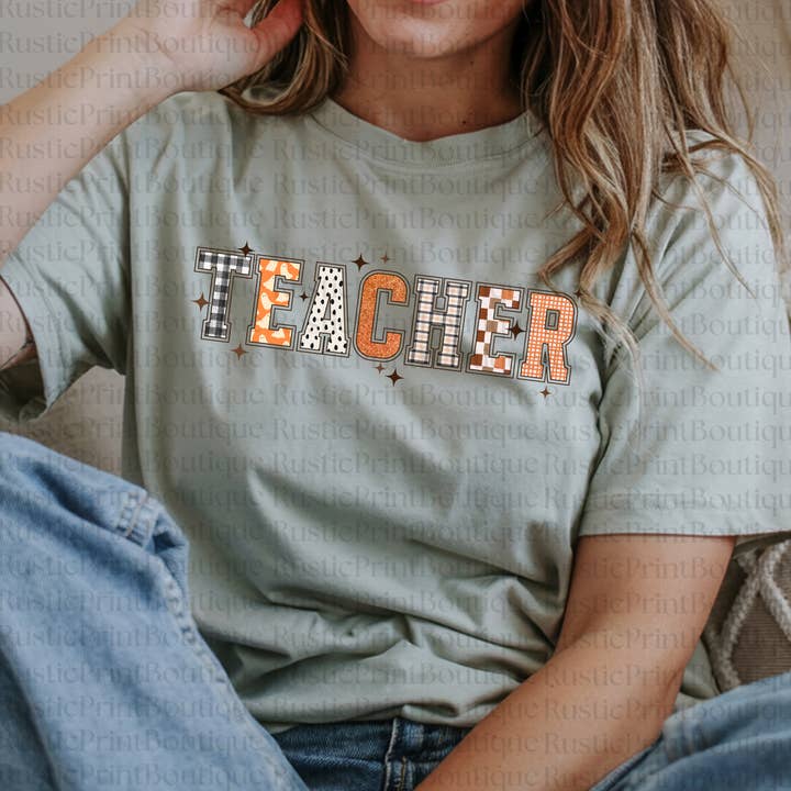 Herfst Leraar T-Shirt Unisex Grafisch T-Shirt Herfst Leraar Tee voor wholesale door RusticPrintStudio