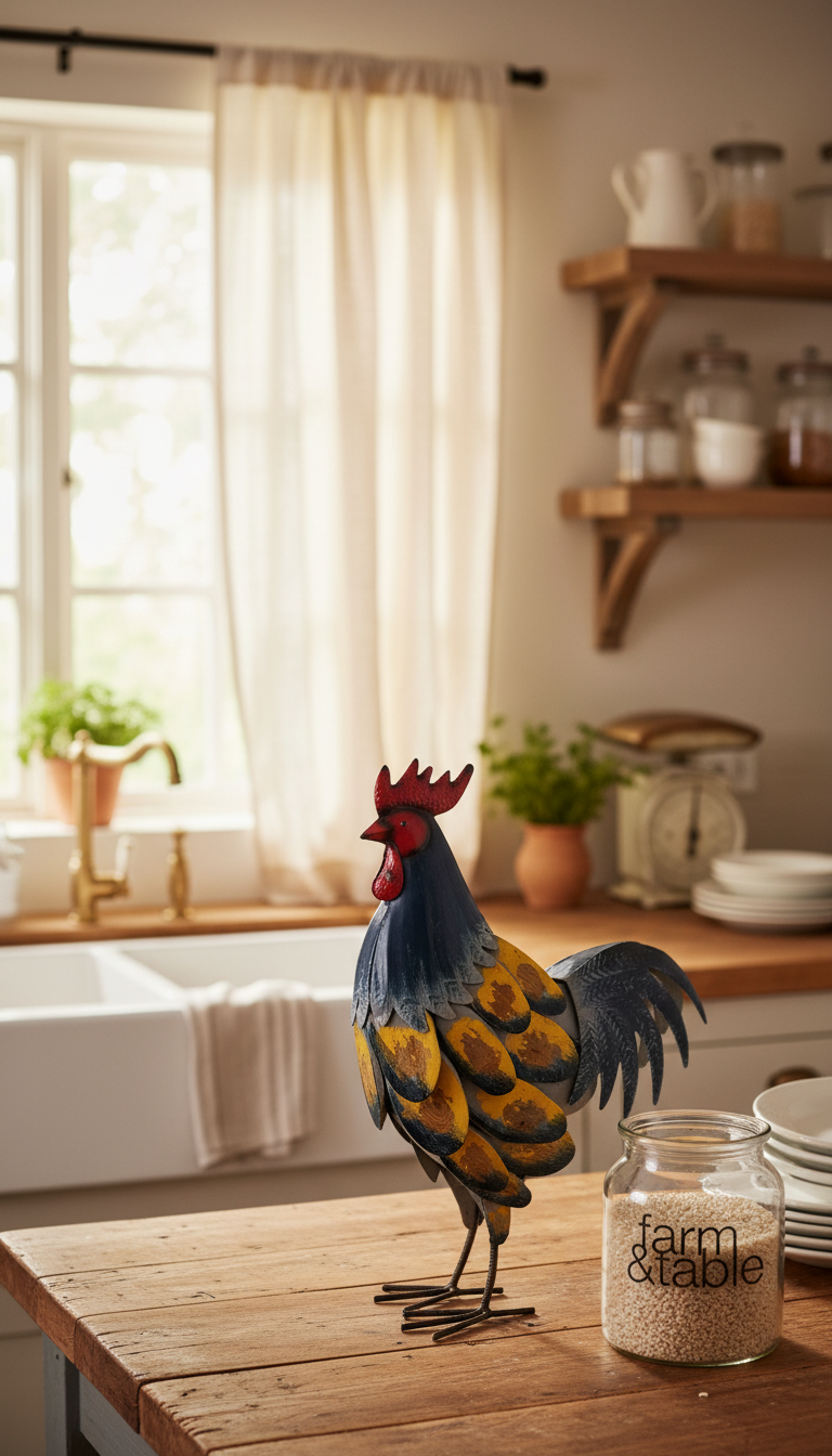 Drew Derose Design - Wholesale Decorative Figurine - Wood Chipped Rooster Figurine – Rustic Farmhouse Décor1