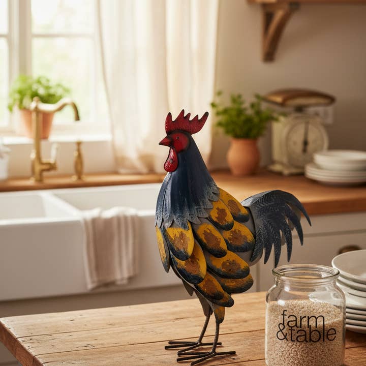 Drew Derose Design - Wholesale Decorative Figurine - Wood Chipped Rooster Figurine – Rustic Farmhouse Décor1