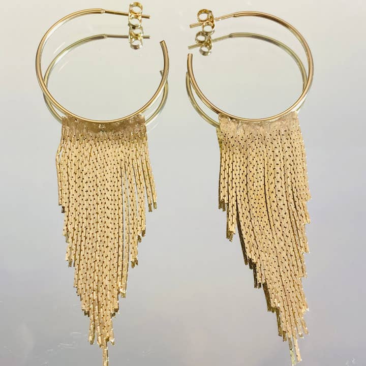 Housegoldjewelry - Wholesale Dangle Earrings - Gold Fringe Earrings, Dangle Earrings, Gold Tassel Earrings