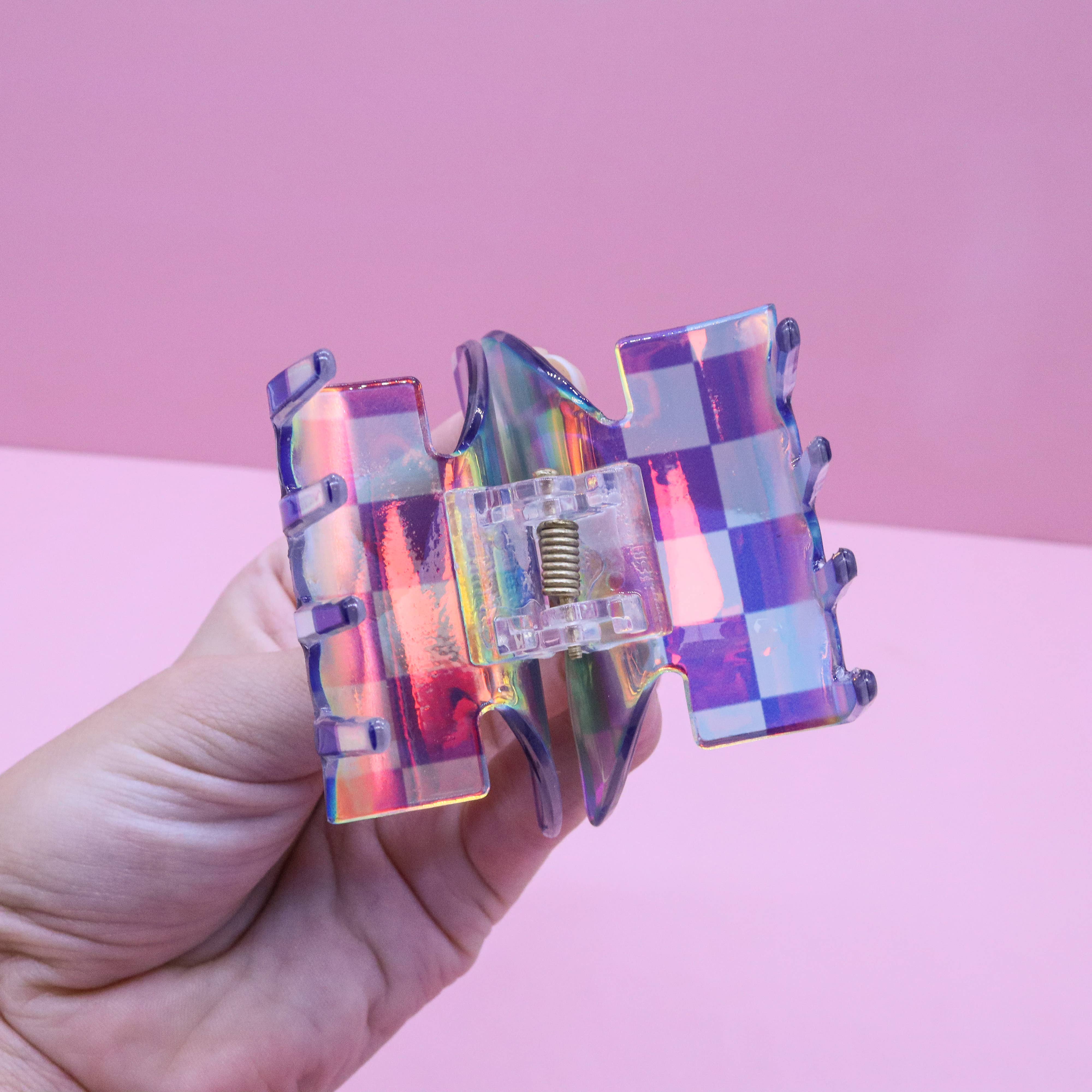 Frog Sac - Vente Pince à cheveux – femme - Pince à cheveux papillon à carreaux irisé moyen18