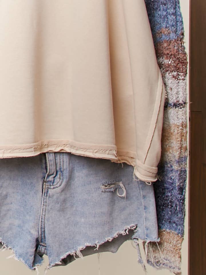 Cream Multi Fabric Layered Knit Sweater for wholesale on Faire