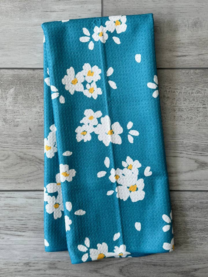 Deep Turquoise Floral Bliss Towel for wholesale by Happy & Bright