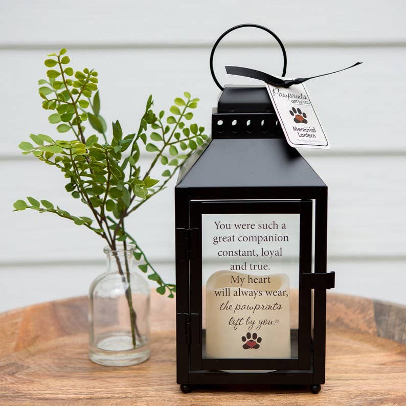 The Grandparent Gift Co. Inc. - Wholesale Lantern - Pawprints Left By You Memorial Pet Loss  Lantern 60683