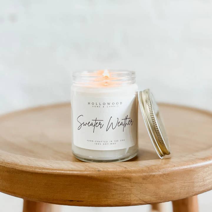 Hollowood Home and Candle - Wholesale Jar/Filled Candle - SWEATER WEATHER |FALL & HOLIDAY CANDLE | 100% SOY WAX | 8 OZ
