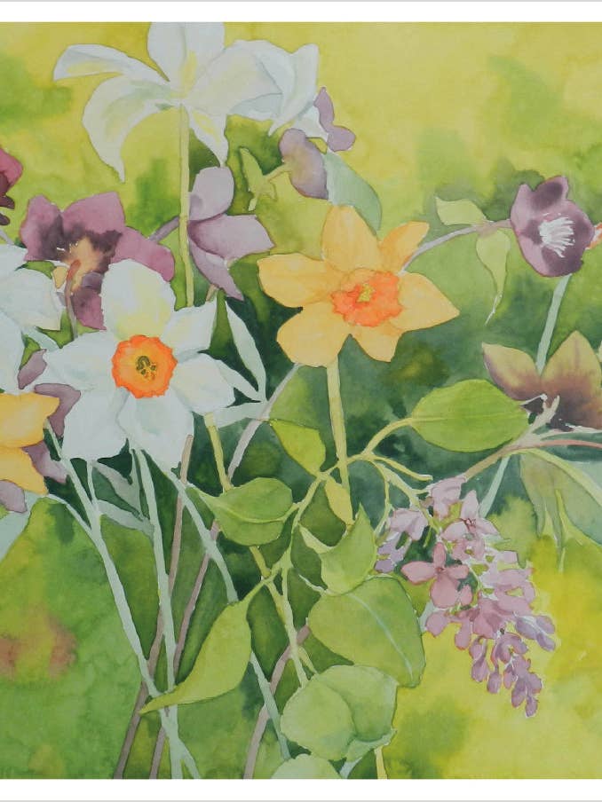 Molly Hashimoto: Daffodils and Spring Flowers Birthday Card for wholesale by Pomegranate