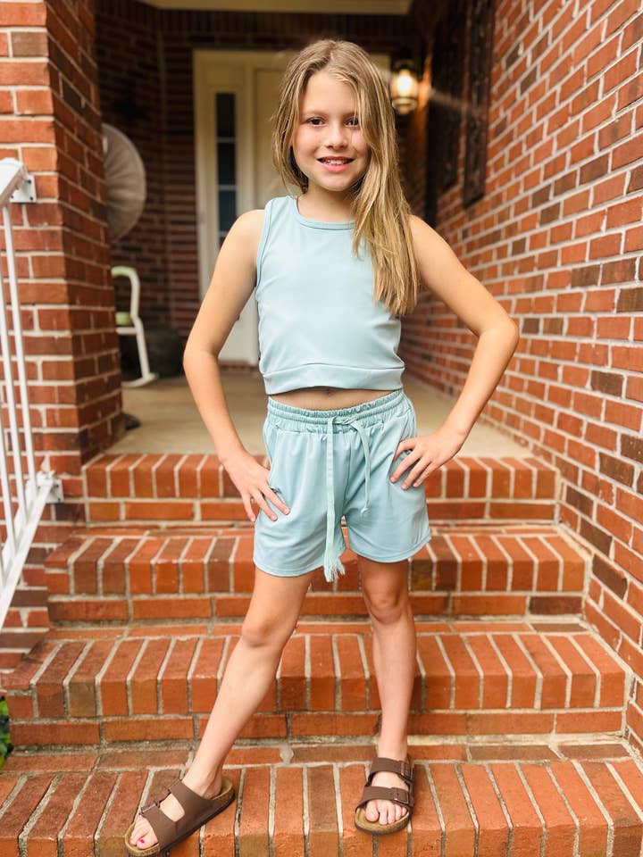 Mint Shorts and Tank Set for wholesale by Torn and Trendy