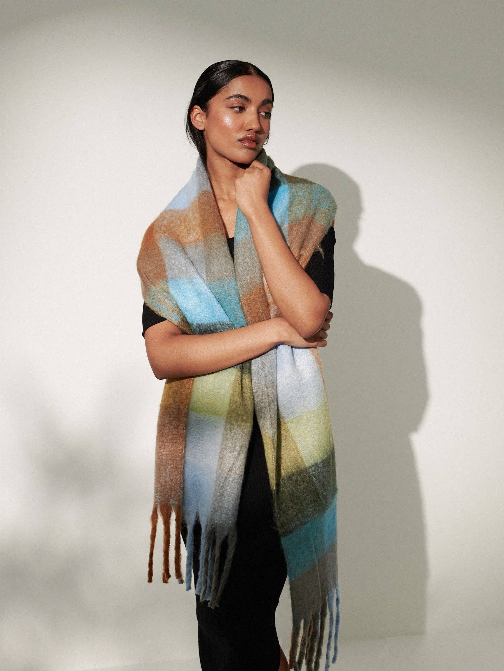 Angels Whisper Accessories - Wholesale Scarf - Women's - Biscuit Checkered Winter Scarf6