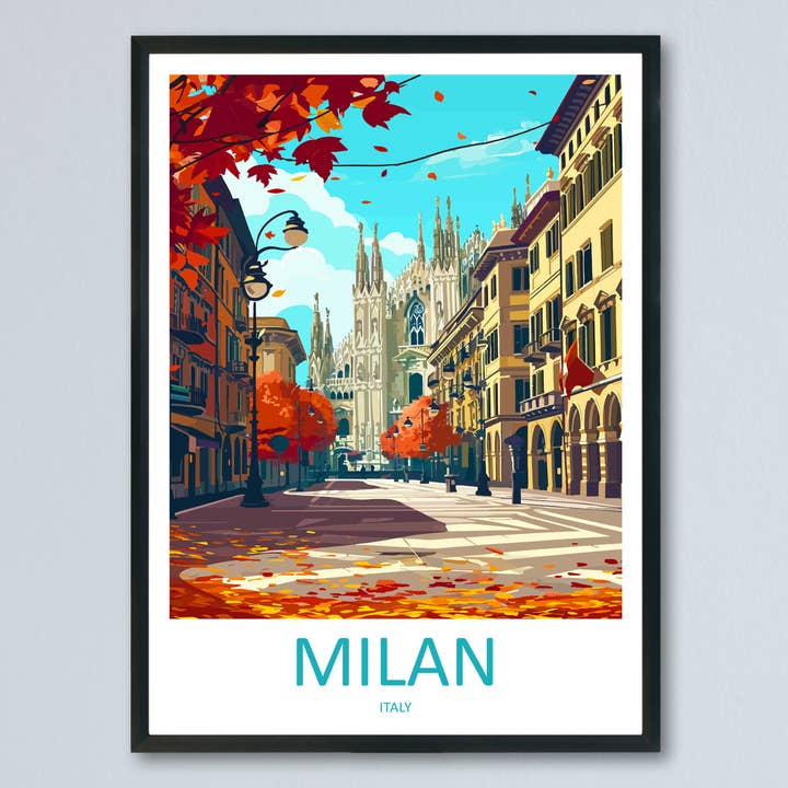 Affiche de voyage Milan Italie pour la vente par TravelzonaArt