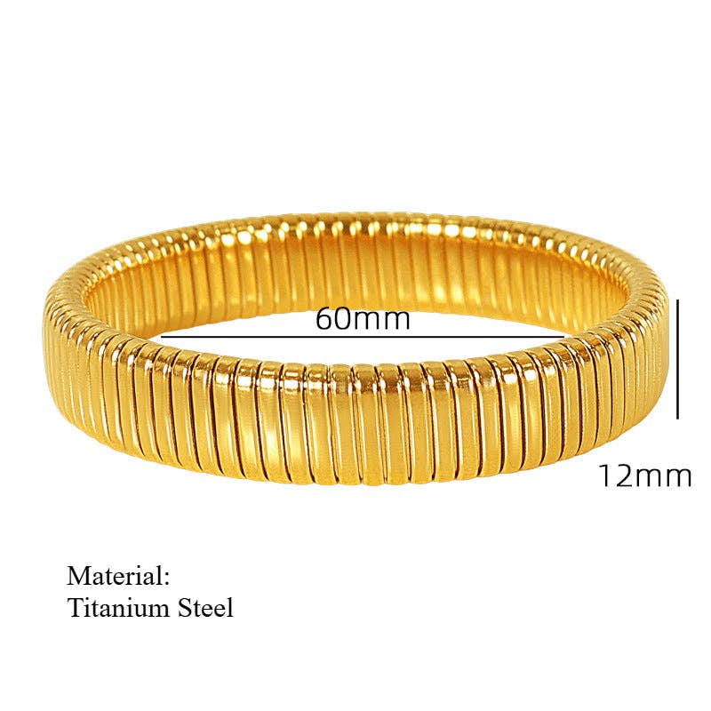 alberalkirk - Wholesale Bangle Bracelet - Titanium Steel Grooved Bangle Elastic Medical-Grade S5P2536