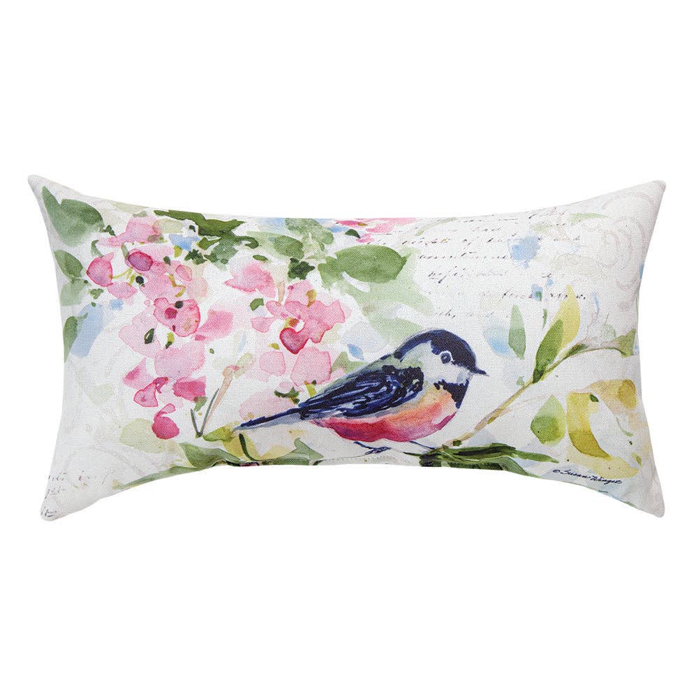 Manual Woodworkers and Weavers, Inc. - Wholesale Throw/Decorative Pillow - Watercolor Birds & Butterflies 17X9 Climaweave Pillow0