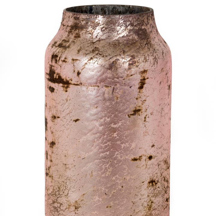 Antieke gebrande roze kwikglazen vaas (10,5x6) voor wholesale door S.N.K. Home Decor