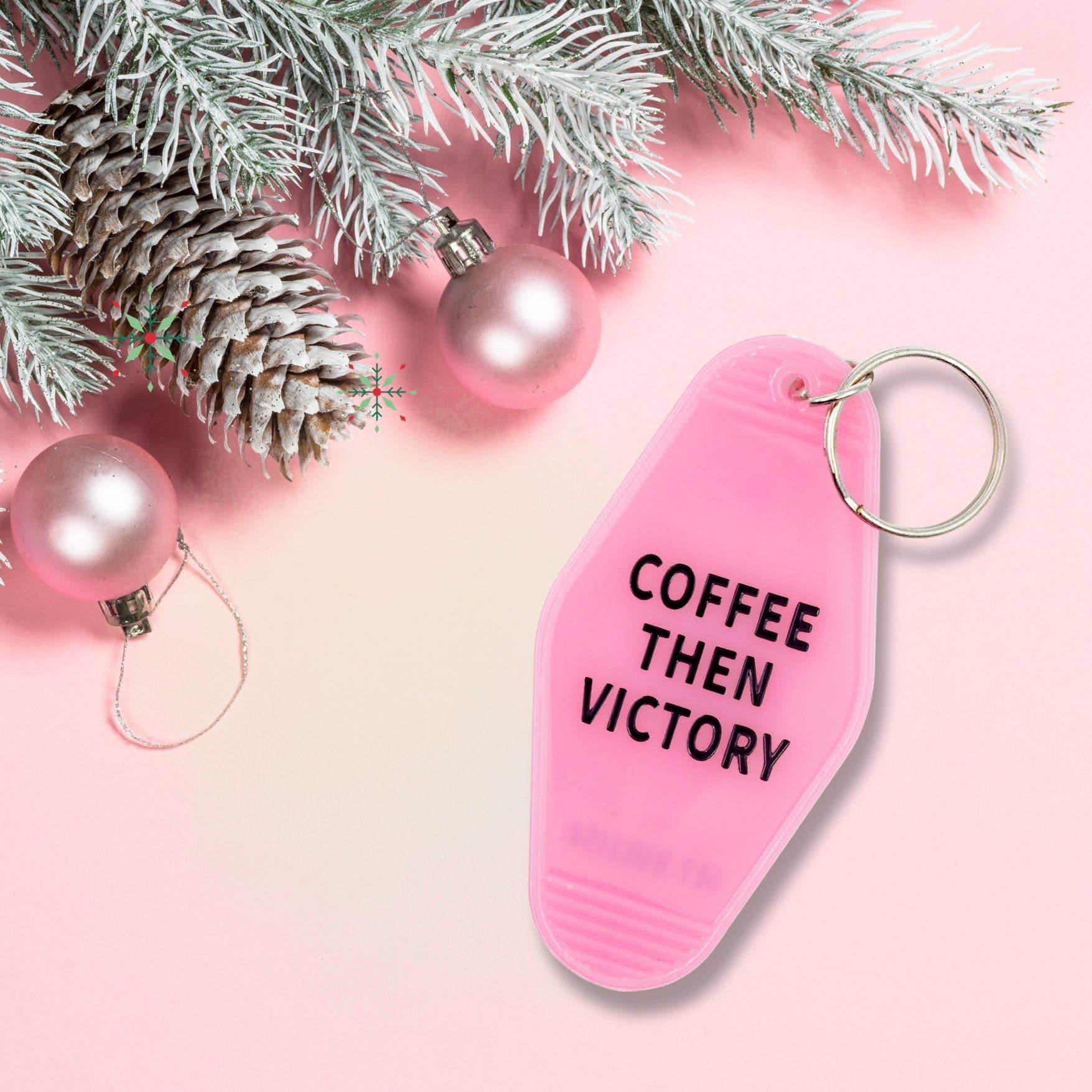 GetBullish - Wholesale Keychain - Women's - Coffee Then Victory Pink Motel Style Feminist Keychain7