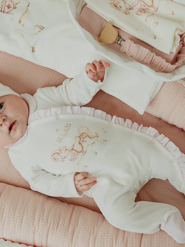 Ecru Cotton Velour Babygrow Inki for wholesale on Faire1
