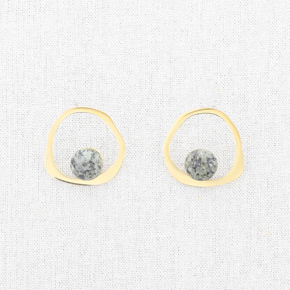 Sonata - Wholesale Stud/Post Earrings - Irregular Stone Hoop Steel Earrings1
