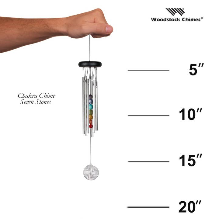 Woodstock Chimes - Wholesale Wind Chime - Woodstock Chakra Chimeâ„¢ - Seven Stones, Silver5