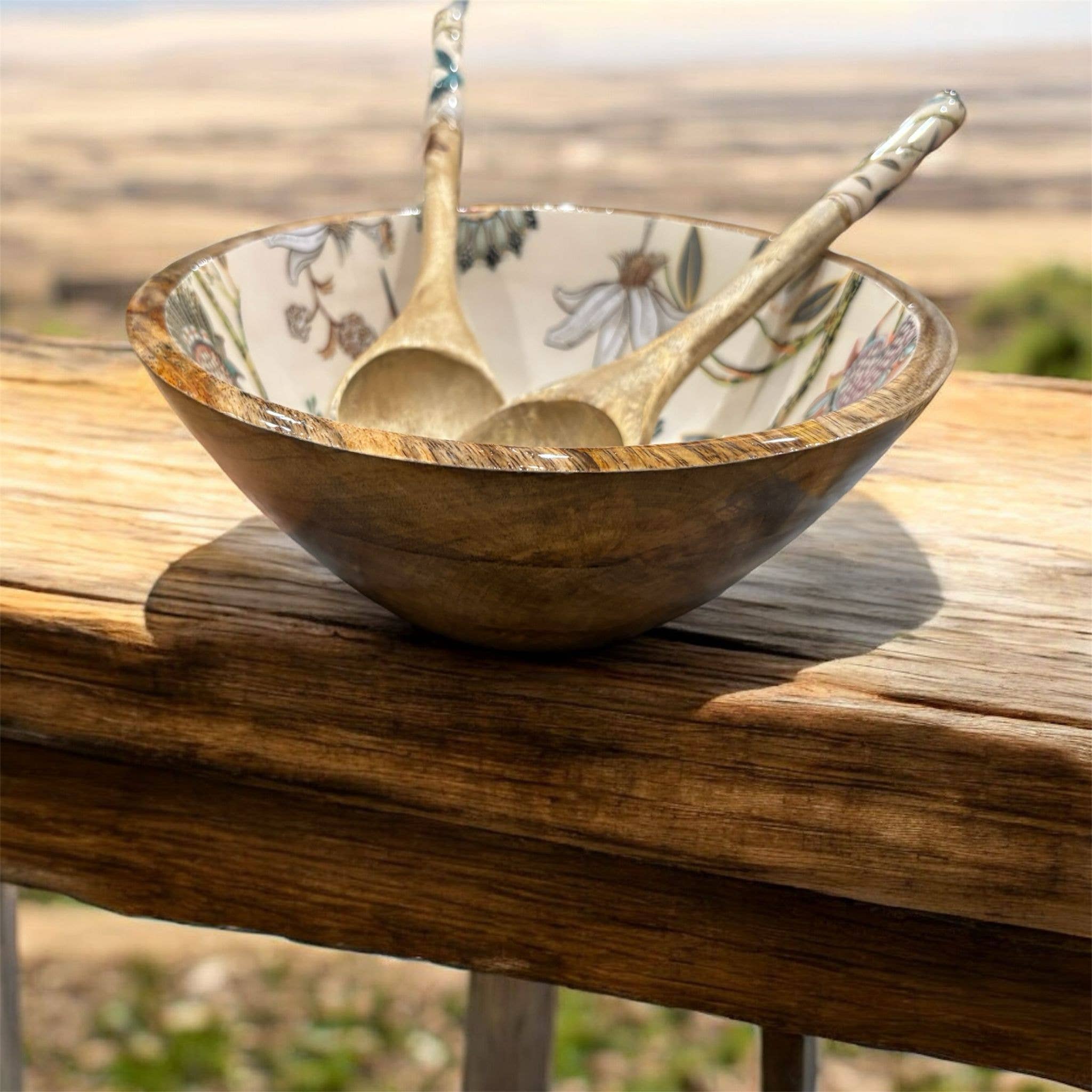 Bohozena – wholesale Serving bowl – Hummingbird Mango Wood Serving Bowl, Wood Salad Bowl4