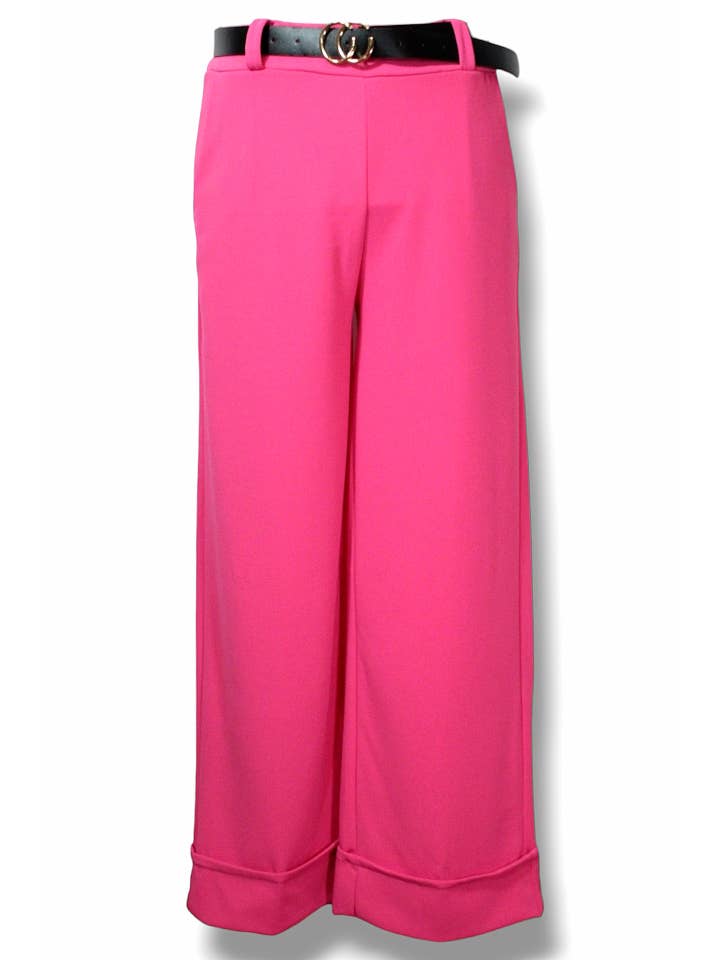 NINEF - Wholesale Pants - Women's - Urban Elegance Trousers with Belt - Vibrant Pink5