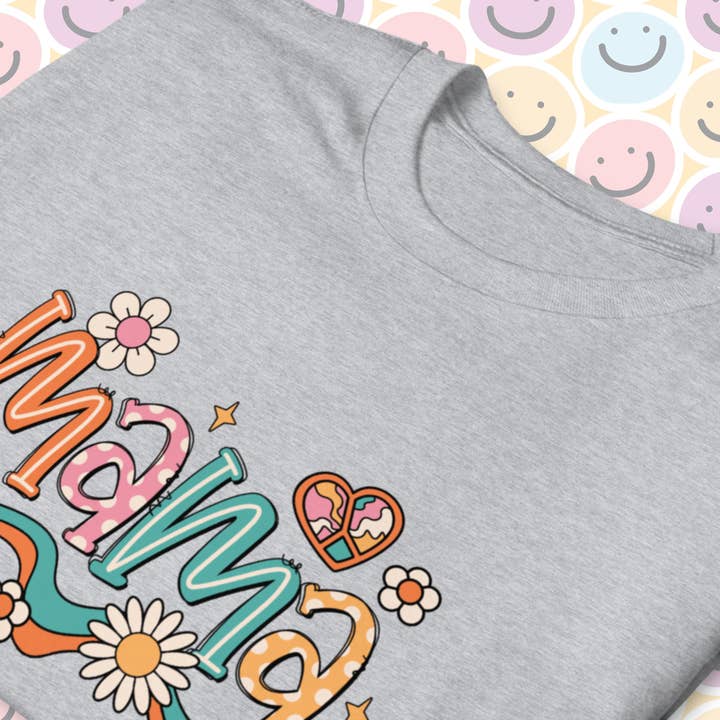 Groovy Flower Power Mama T-shirt for engroshandel hos a riley creations