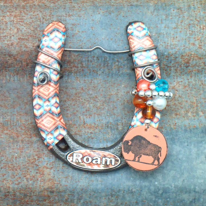 Little Lucky Western Horseshoe- Buffalo Roam for wholesale by The Lucky Horse Company