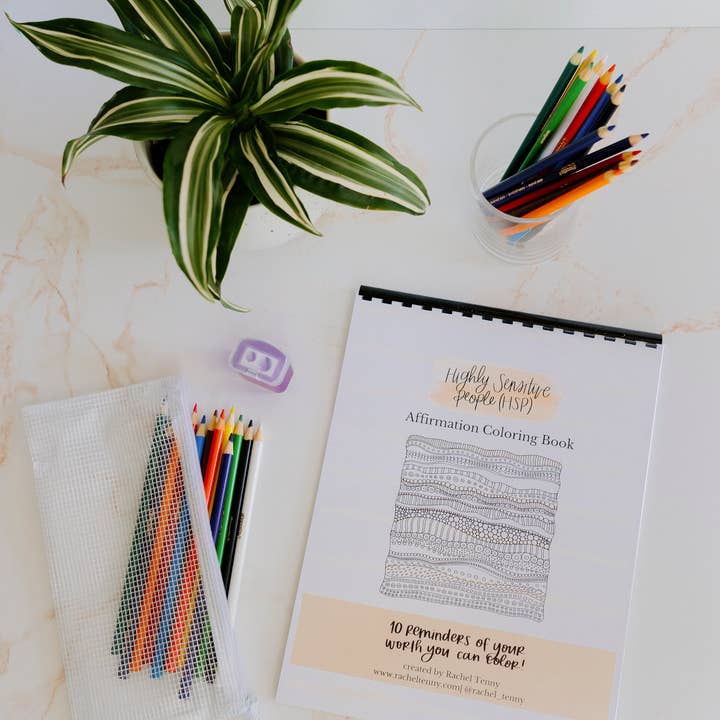 Livro Colorir HSP | Lápis de Cor & Bolsa por atacado de Rachel Tenny