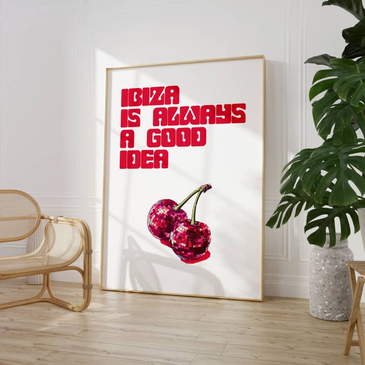 Ibiza Is Always A Good Idea Music Print White for wholesale by House of Binky