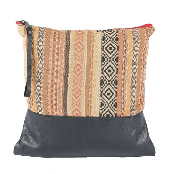 Indira grote clutch in zwart leer voor wholesale door Vaalbara