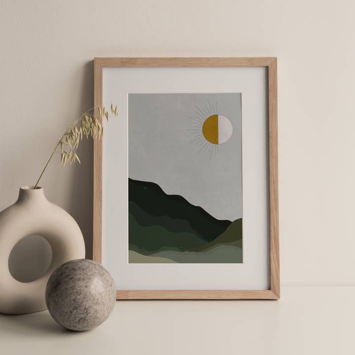 Sun + Moon Landscape Boho konsttryck för wholesale av Victoria in Design