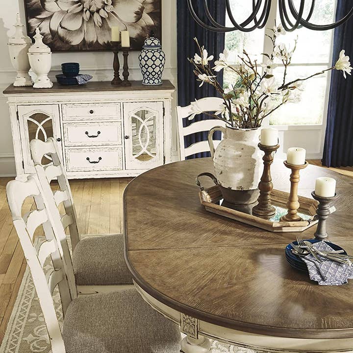Chipped White French Country Oval Dining Room Extension Table for wholesale on Faire