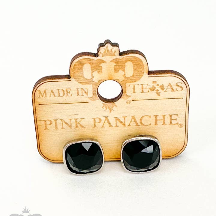 Pink Panache Brands - Venta al por mayor Pendientes de botón/aretes de poste - Pendiente de poste con cristal cuadrado austriaco, 12 mm