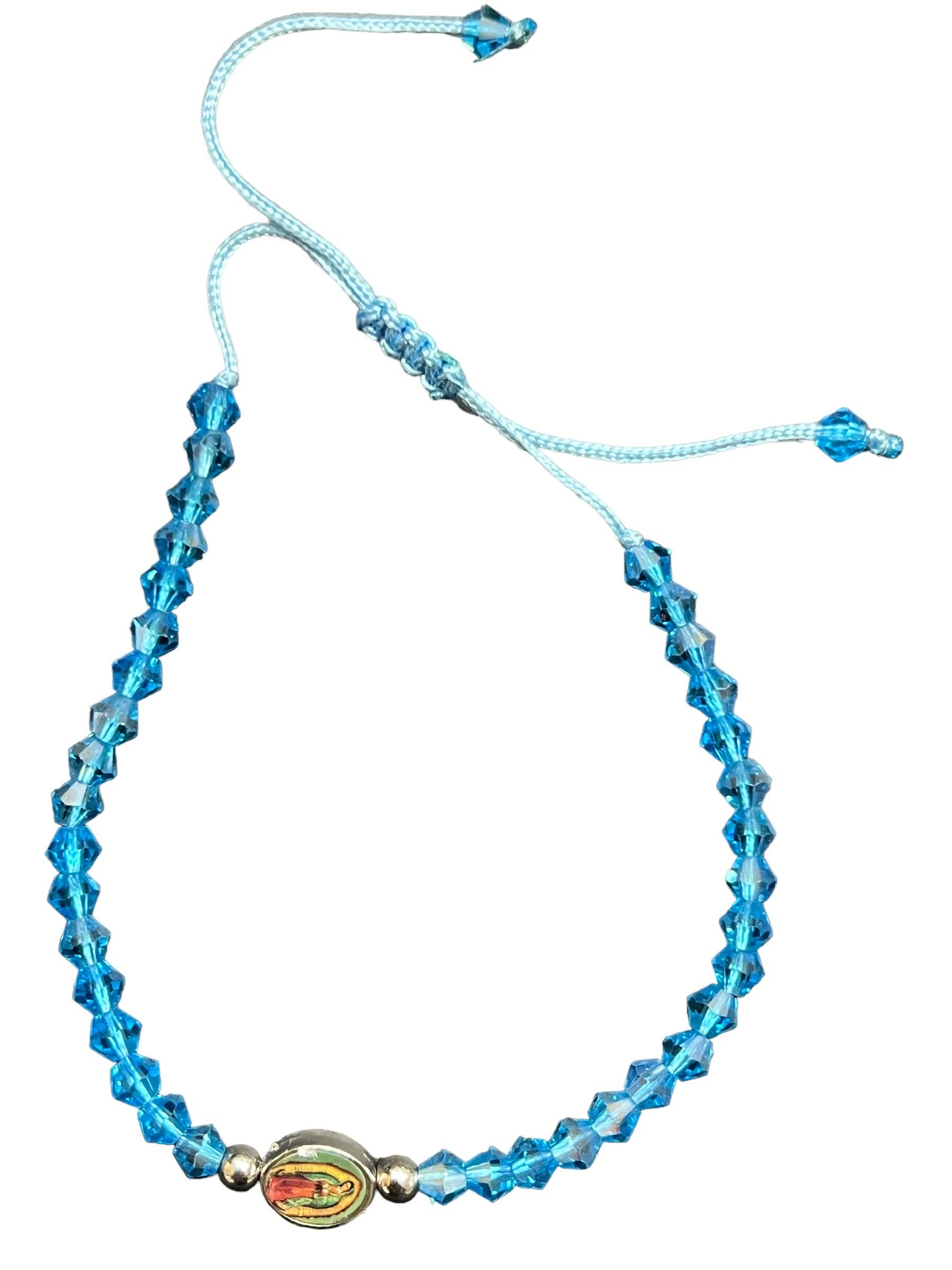 SAN JUDITAS RELIGIOUS ARTICLES - Wholesale Beaded Bracelet - BRACELET: OUR LADY OF GUADALUPE -SKY BLUE0