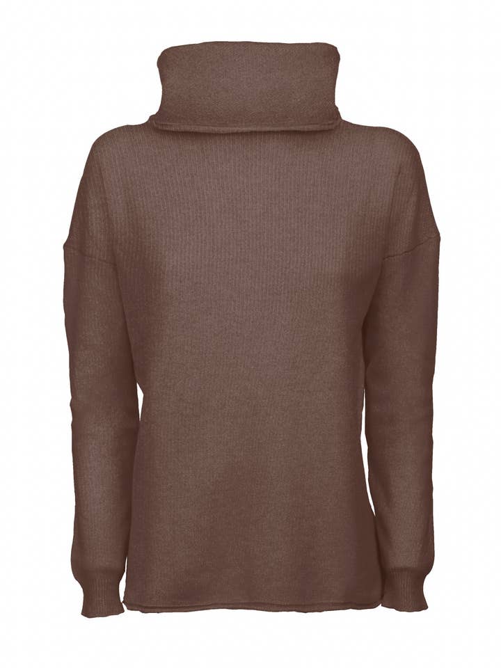 Women's Oversized Cashmere Cowl Neck Sweater Brown for wholesale on Faire0