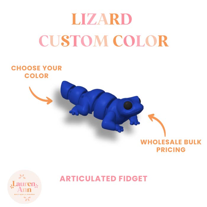 3D Printed Articulated Lizard Fidget Toy - Custom Color for wholesale by Lauren Ann Boutique & Designs