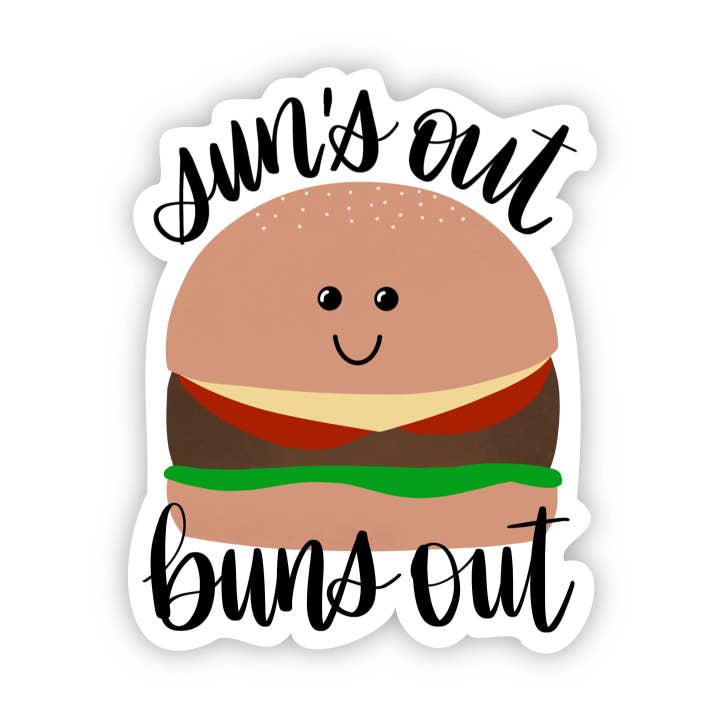 Sun's out buns out Burger Sticker for wholesale by Big Moods