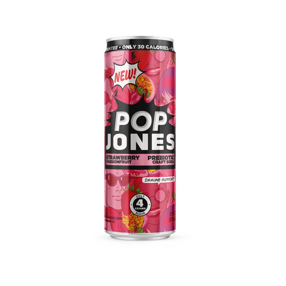 Jones Soda - Wholesale Soda/Carbonated Drink - POP JONES Strawberry Passion Prebiotic Soda