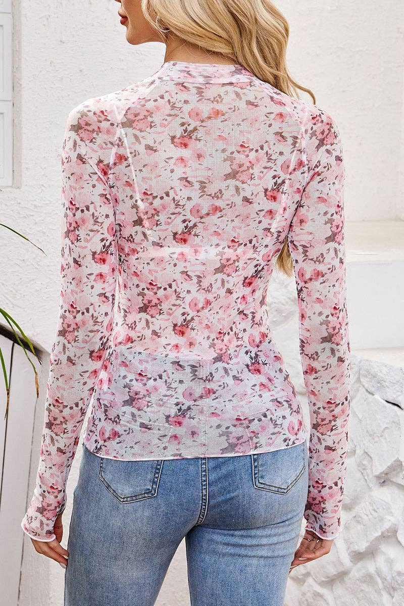 Mccolin - Vendita all'ingrosso Camicetta - Donna - Top a maniche lunghe in rete floreale13