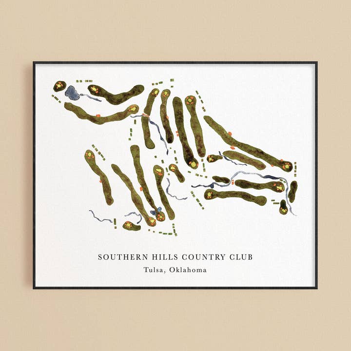 Southern Hills Country Club Golf Print for wholesale by ally aiken design